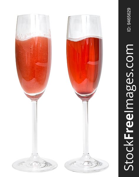 Two glasses with cocktails isolated on white