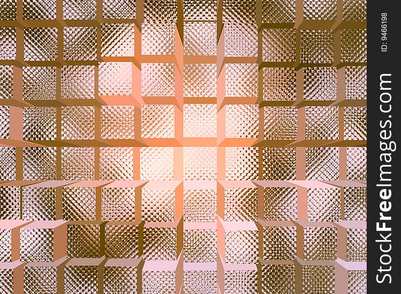 A background pattern of 3D rendering quilted brown glass cubes.