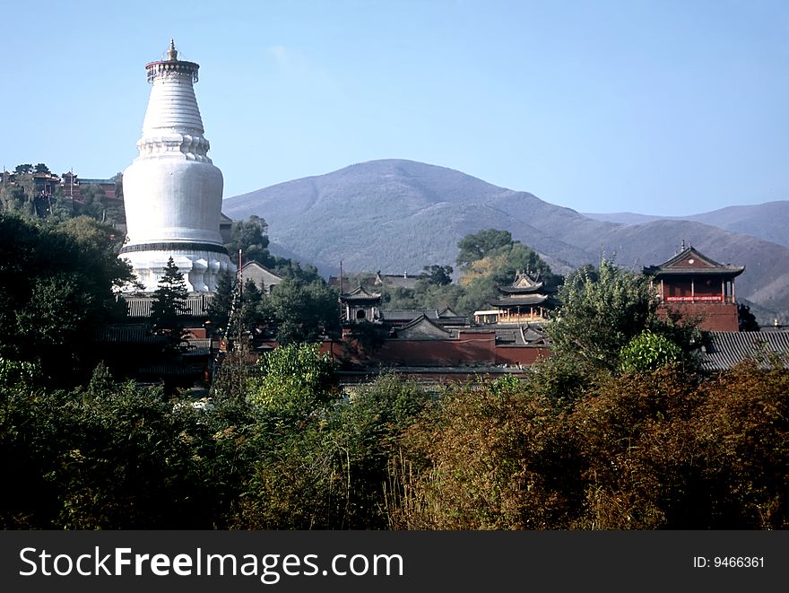 White Pagoda in The Landscape of Taihuai,China