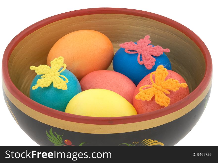 Easter eggs isolated on white background. Selective focus. Easter eggs isolated on white background. Selective focus