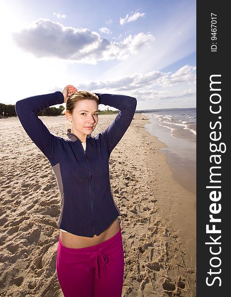 Active Woman On The Beach