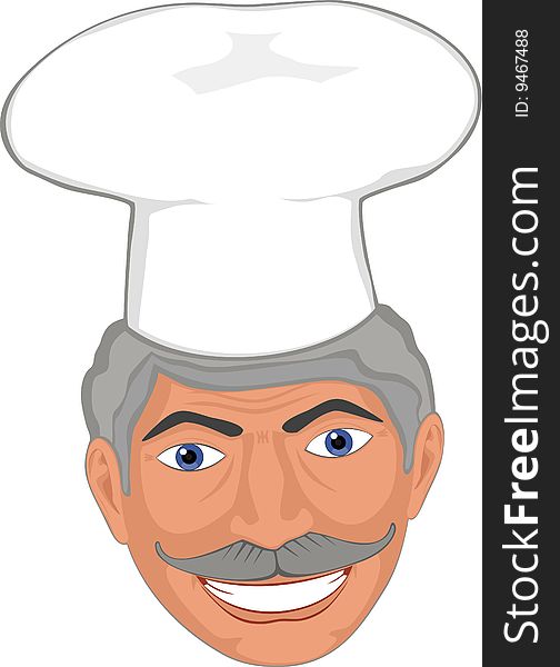 Chef smile. Head only. Isolated object