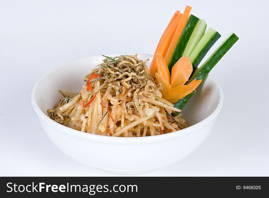Shrimp noodle bowl with vegetables