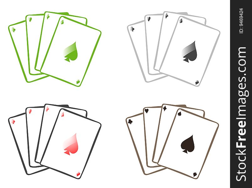 Group of playing cards  on white