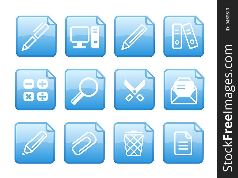 Set of icons on an office theme.