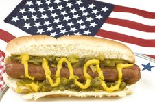 Hotdog With American Flag Royalty Free Stock Photography Hotdog With American Flag Royalty Free Stock Photography