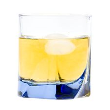 Single Malt Whiskey With Ice Cube On White Stock Photography