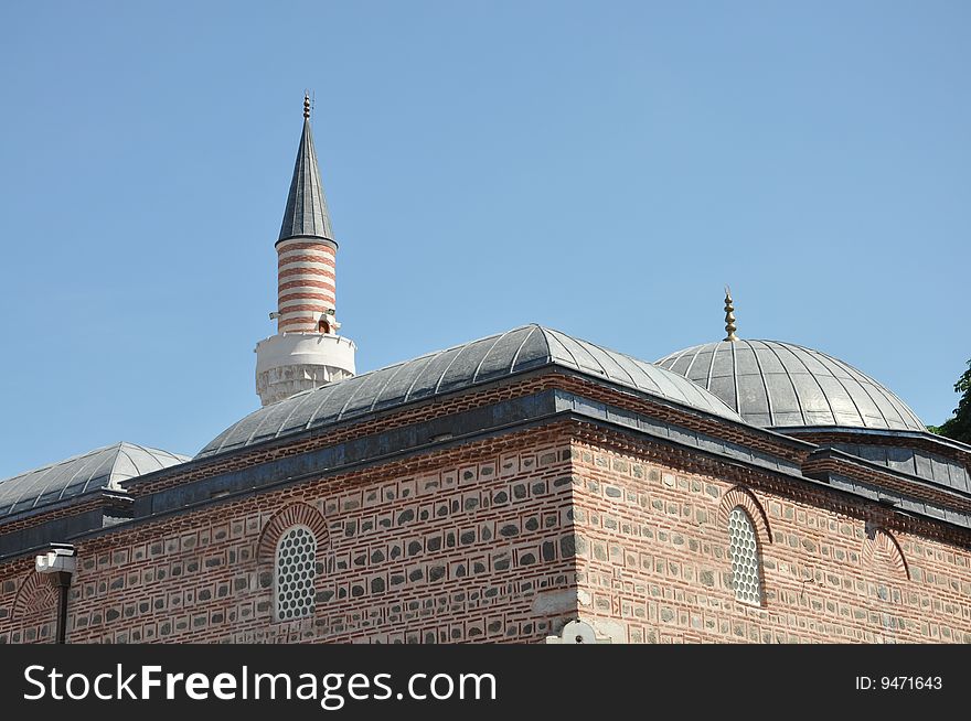 Plovdiv center with mosque in sunny day