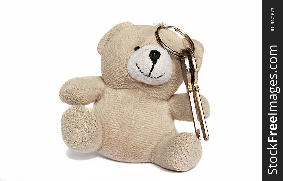 An image of a keyholder with a bear shape over white. An image of a keyholder with a bear shape over white