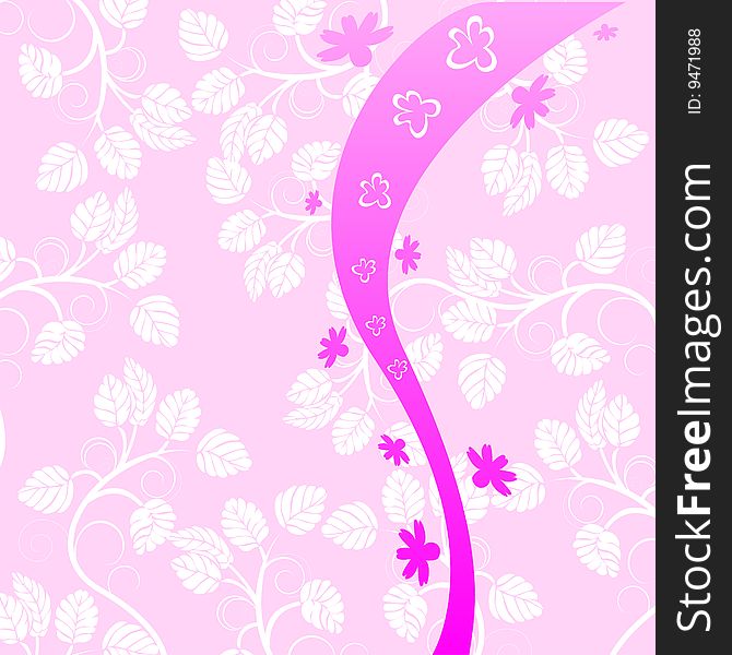 Pink floral background, vector illustration