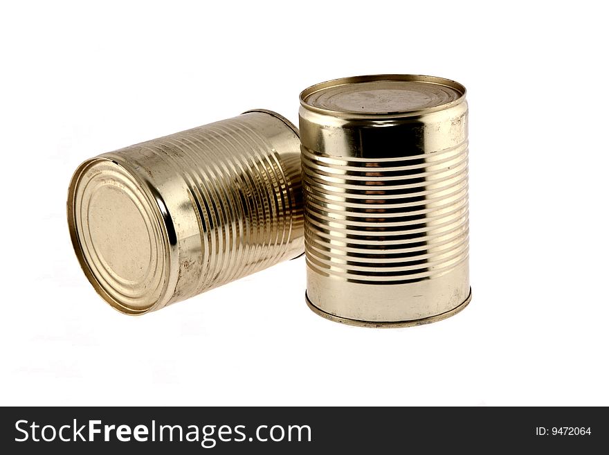Metal cans on a white background