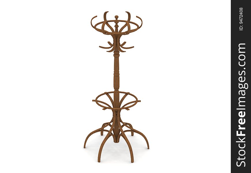 Digital render of a bentwood clothes stand