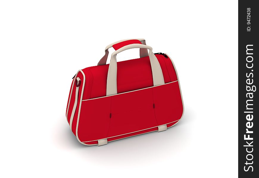 Digital render of a red bag isolated on white