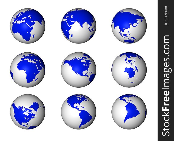 3d Earth from different perspectives