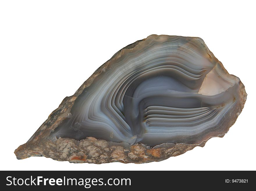 Agate striped and transparent on a white background
