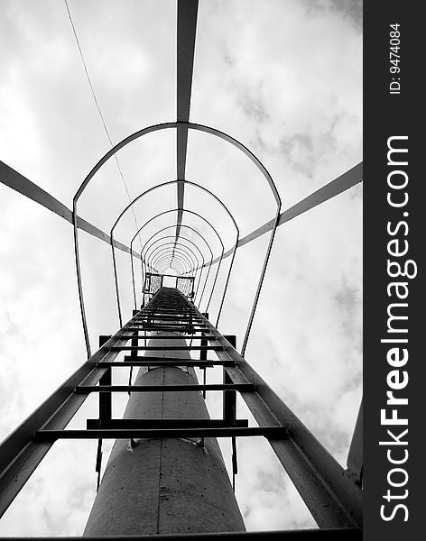 Ladder. black and white image.
