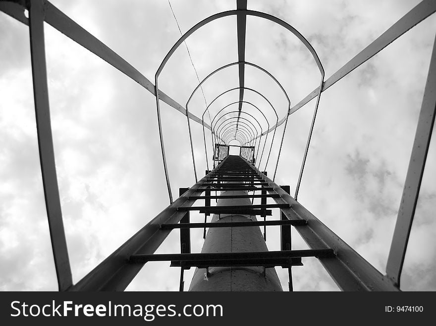 Ladder. black and white image.
