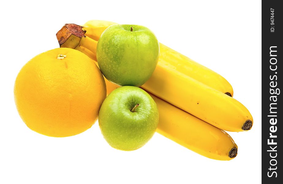 Close-up fresh fruits isolated on white background