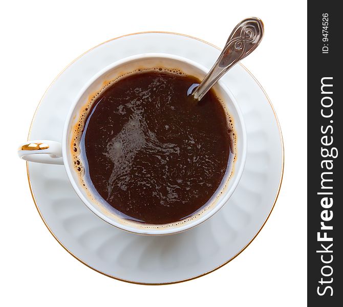 Close-up Of Coffee Cup On Isolated White