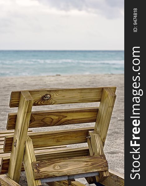 Beach sunrise with chair