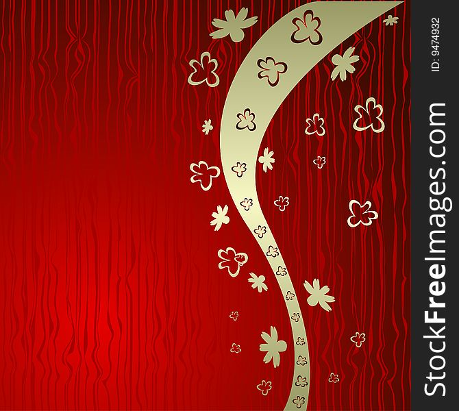 Floral red background, vector illustration. Floral red background, vector illustration