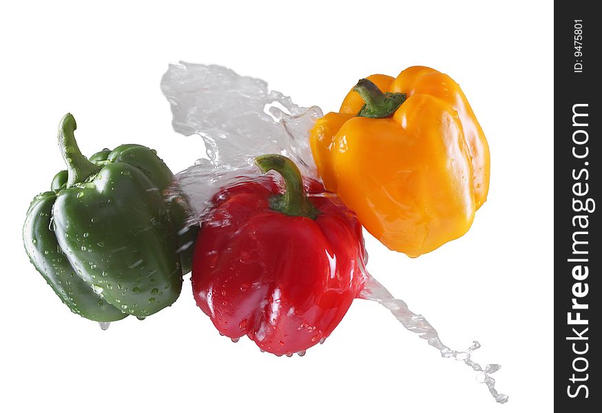 Colour pepper is isolated on a white background. Colour pepper is isolated on a white background