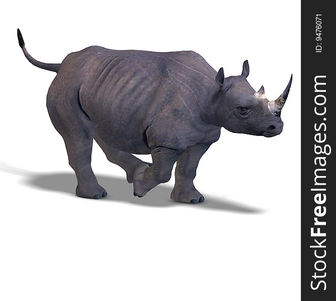 Rendering of a Rhinoceros with clipping path over white. Rendering of a Rhinoceros with clipping path over white