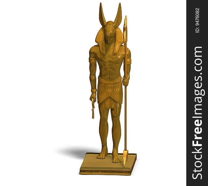 Rendering of anubis statue With Clipping Path and shadow over white. Rendering of anubis statue With Clipping Path and shadow over white