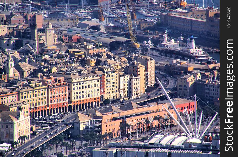 This is a landscape of the old center of Genoa, Italy,. This is a landscape of the old center of Genoa, Italy,