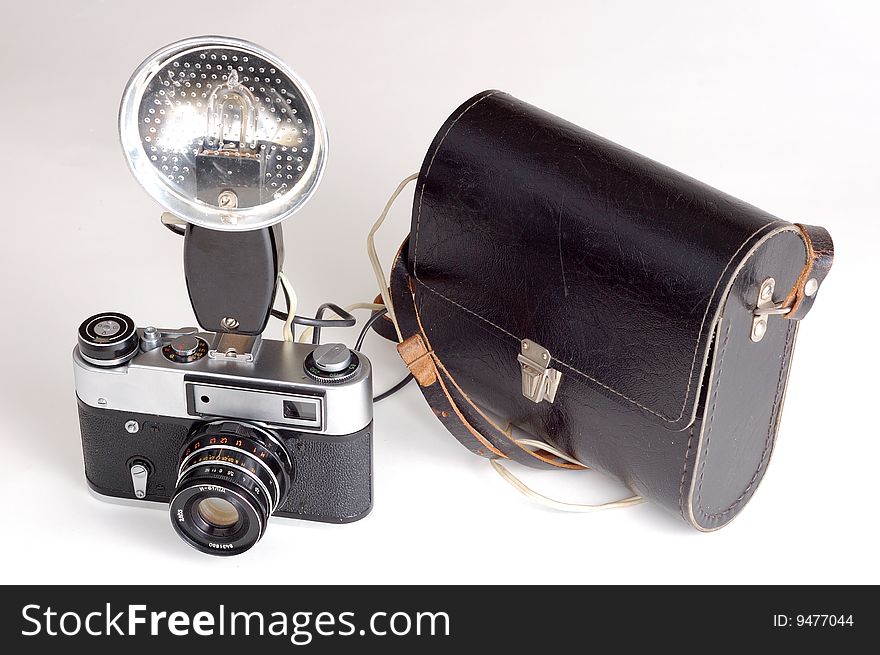 Vintage retro flash film camera. Vintage retro flash film camera