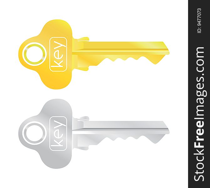 Gold and silver keys vector. Gold and silver keys vector