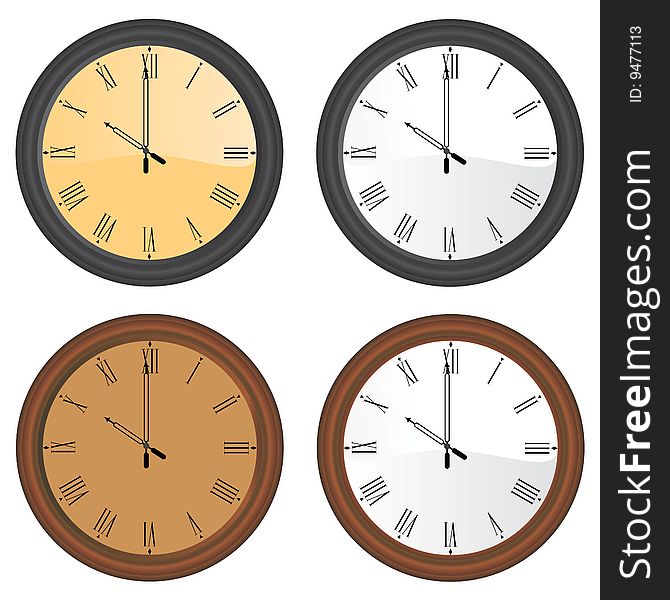 Set of wall clock illustration vector. Set of wall clock illustration vector