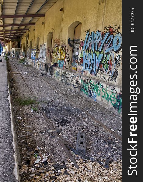Jerusalem Old Railway Station is now deserted with graffiti on its walls.
