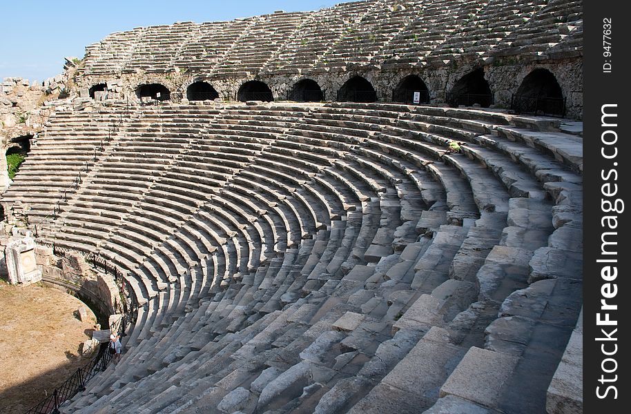 Ancient amphitheatre, close up view