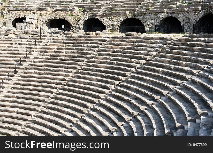 Ancient amphitheatre in a Mediterranean town