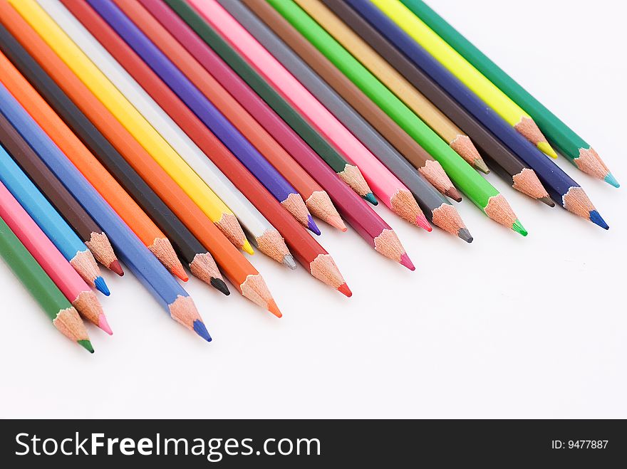 Collection of colorful pencils isolated on white background. Collection of colorful pencils isolated on white background