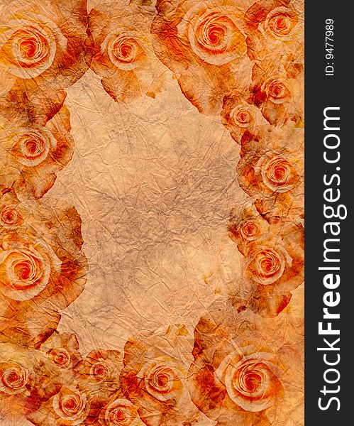 Roses background with paper surface