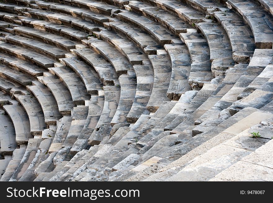 Ancient amphitheatre, close up view