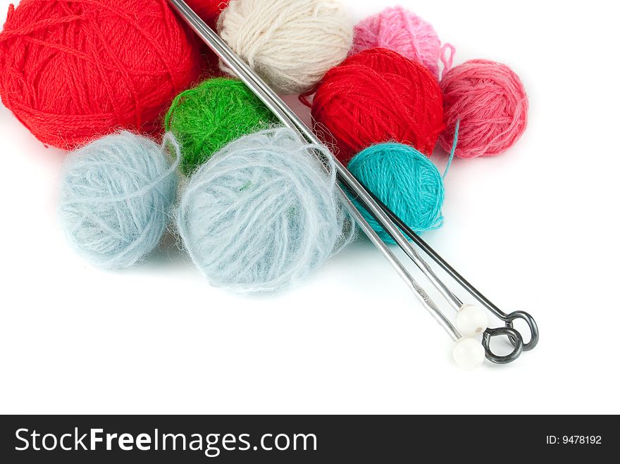 Different Colors Yarn And Knitting Needles