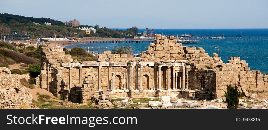 Ruins of ancient town, roman columns