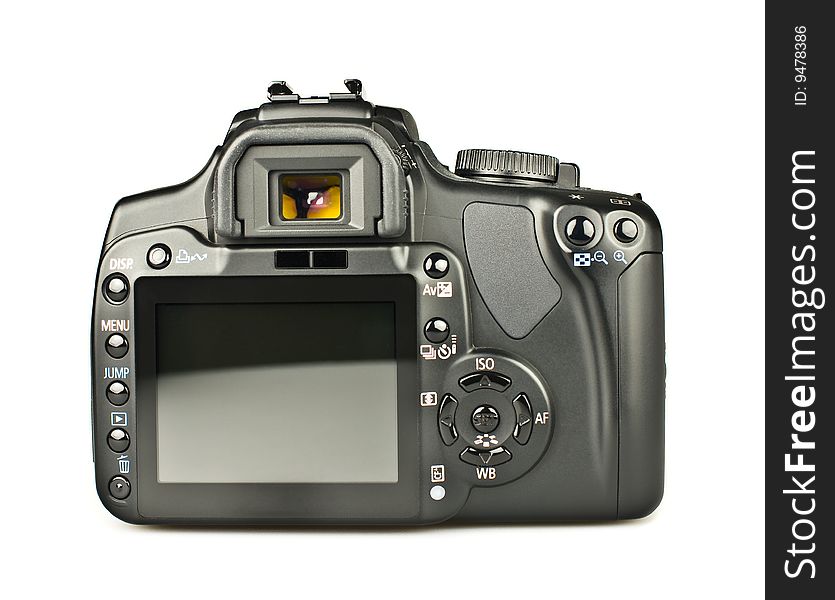 The back of a DSLR with a blank screen. The back of a DSLR with a blank screen.