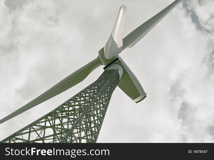 Huge Wind Energy Plant with Sky