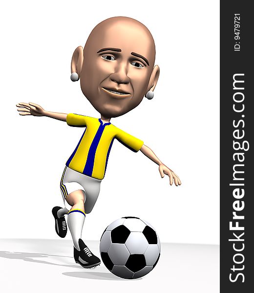 3d illustration of soccer player in action with soccer ball.