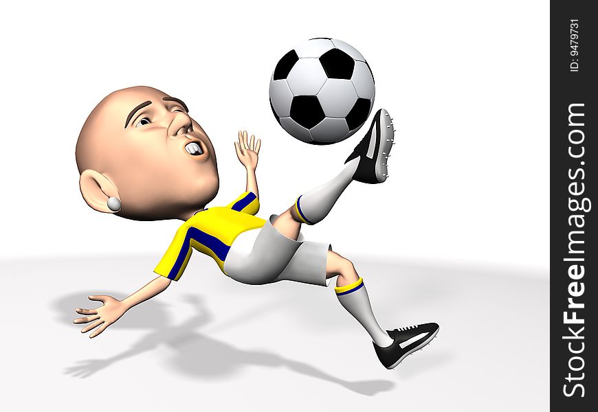 3d illustration of soccer player in action with soccer ball.