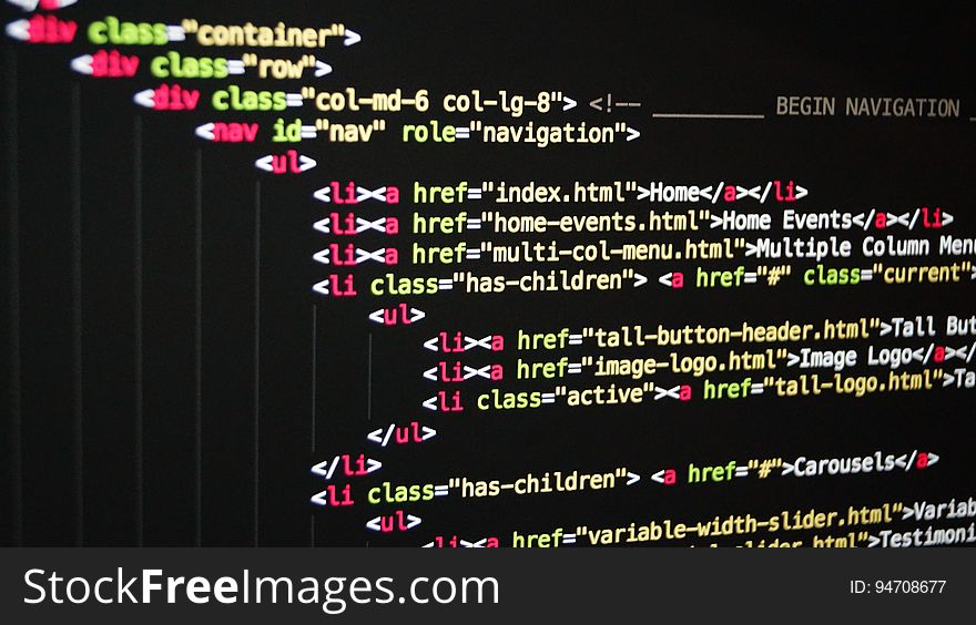 A close up of a screen with some HTML code.