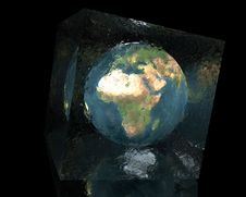 Earth In Cracked Glass Cube Stock Photos Earth In Cracked Glass Cube Stock Photos