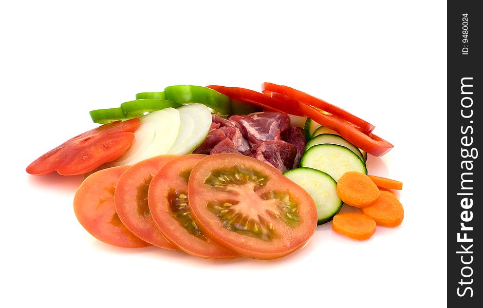 Meat covered with different vegetables. Meat covered with different vegetables