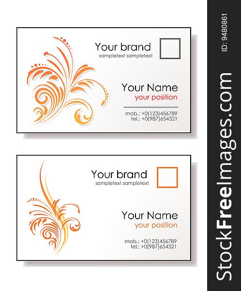 Design of floral business card. Design of floral business card
