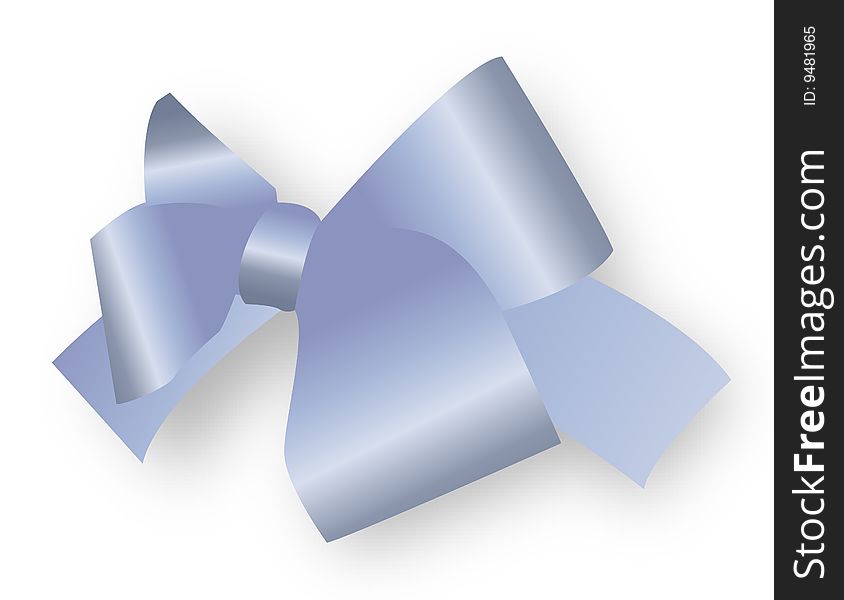 Blue ribbon, bow on white background. Blue ribbon, bow on white background