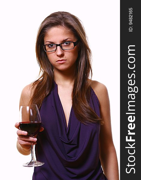 Woman eith wine glass t. Woman eith wine glass t